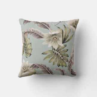 Tropiska Vintagen White Hibiscus Handflatan Kudde
