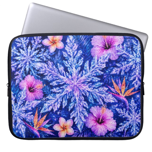 Tropiska vintersnöflingor laptop fodral (Framsidan)