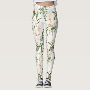 Tropiska vita orchid Flowers Leggings