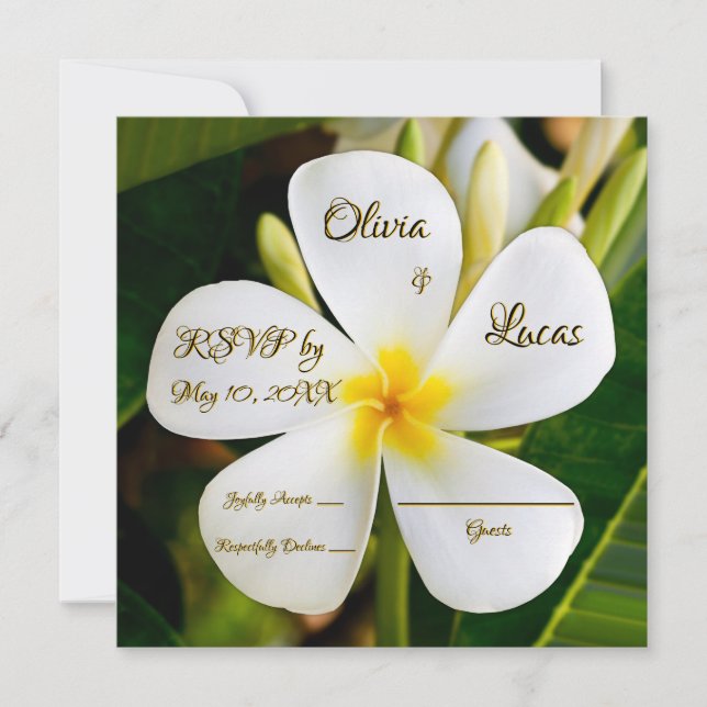 Tropiska vita plumeria - Nya början - OSA Inbjudningar (Framsida)