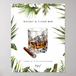 tropiska whisky och cigar pub-tecken poster