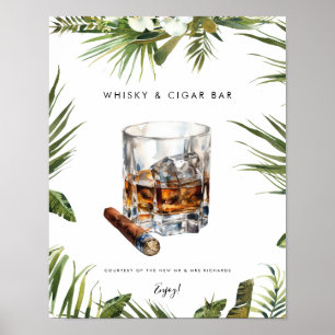 tropiska whisky och cigar pub-tecken poster