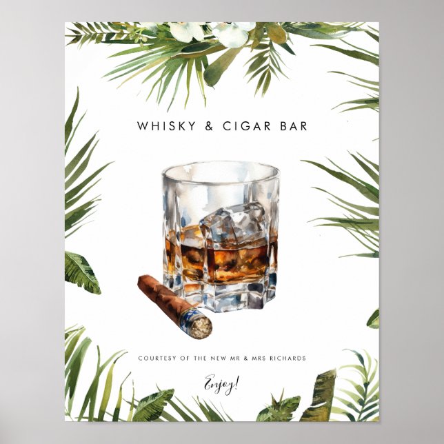 tropiska whisky och cigar pub-tecken poster (Framsidan)