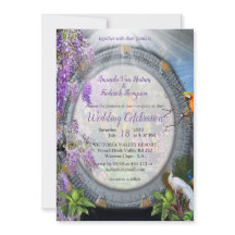 Tropiska Wisteria-blommor och stora färgade fåglar