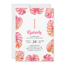 Tropiskt 1:a födelsedag Party Rosa sommarströ