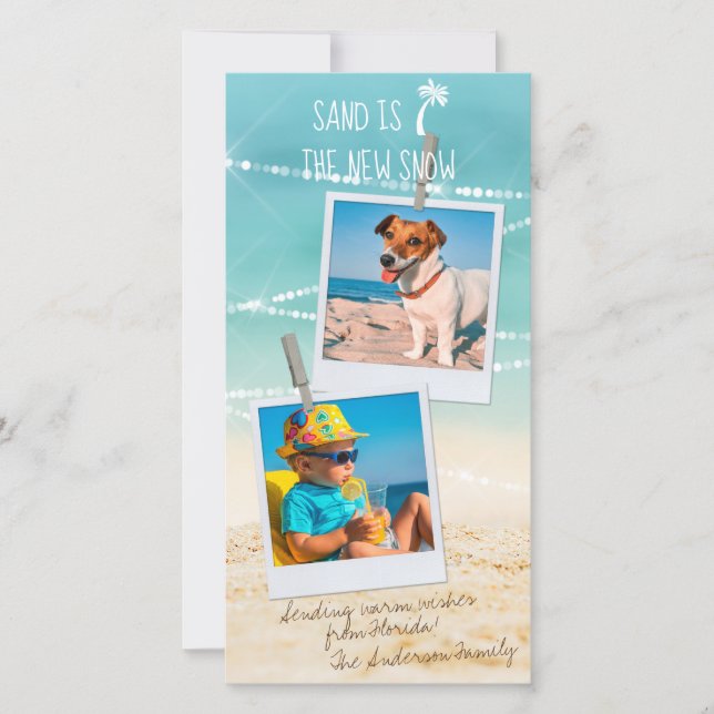 Tropiskt 2-foto-buss-julkort för Helgdag (Framsida)