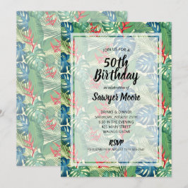 Tropiskt 50:e Födelsedagsfest inbjudan