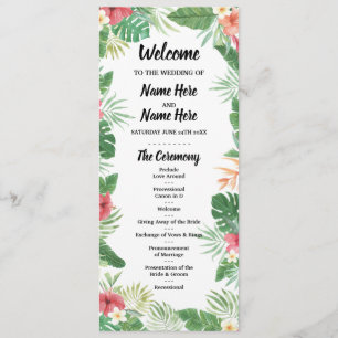 Tropiskt Aloha-bröllopsprogram Blommor Palmer Program