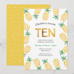 Tropiskt ananas 10:e födelsedagsinbjudan inbjudningar