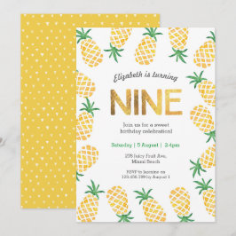 Tropiskt ananas 9:e födelsedagsinbjudan inbjudningar