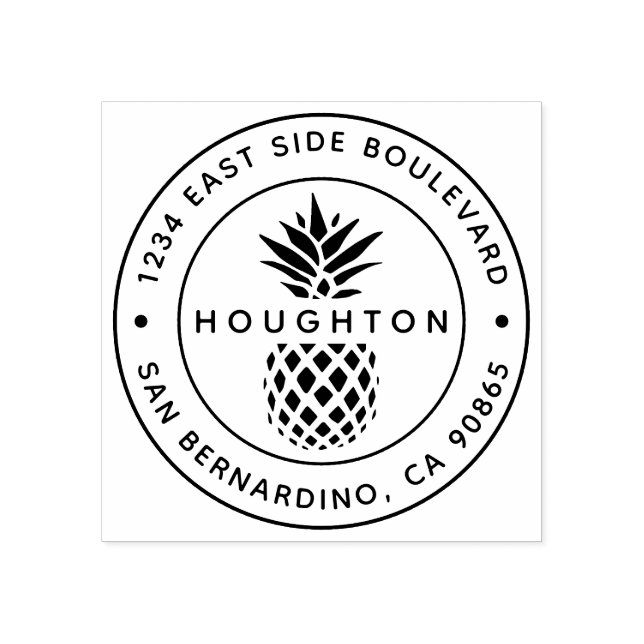 Tropiskt ananas Anpassningsbar Rund Returadress Stämpel (Tryck)