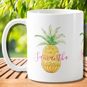 Tropiskt ananas Anpassningsbar Vattenfärg Kaffemugg