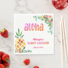 Tropiskt ananas Blommigt Aloha Baby Shower Pappersservett