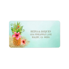 Tropiskt ananas Blommigt Bouquet-Returadressen Adressetikett
