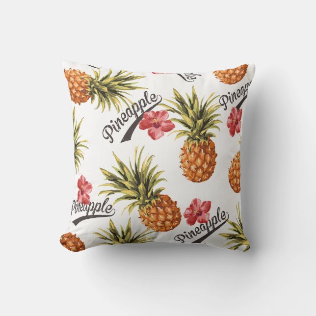 Tropiskt ananas Blommigt Decorative Dekorativ kudd Kudde (Framsida)