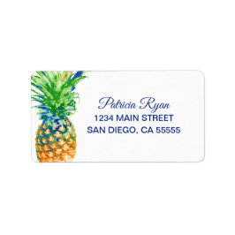 Tropiskt ananas Blue Typography Adress Adressetikett