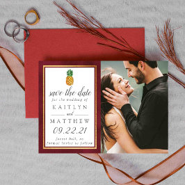 Tropiskt ananas Bröllop spara datum Datumet