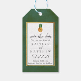 Tropiskt ananas Bröllop spara datum Presentetikett