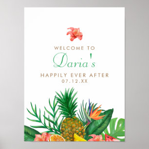 Tropiskt ananas Bröllop-tecken Poster