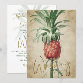 Tropiskt ananas Elegant Modern Guld Bröllop Inbjudningar
