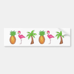 Tropiskt ananas Flamingo Handflatan Träd Sticker Bildekal