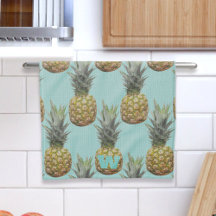Tropiskt ananas Fruit Monogram Kitchen Towel