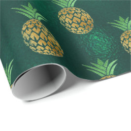 Tropiskt ananas frukt, djupa grönten guld presentpapper