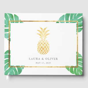 Tropiskt ananas Guld Bröllop Gästböcker