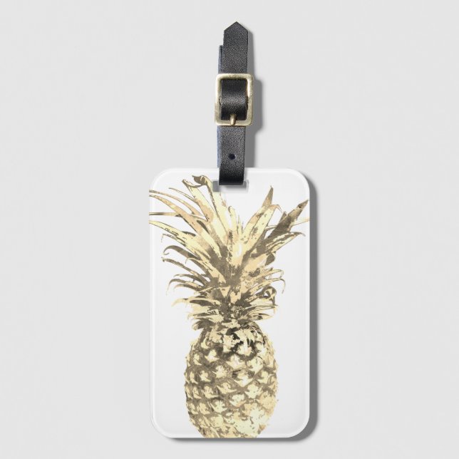 Tropiskt ananas Guld på vitt Bagagebricka (Framsida vertikal)