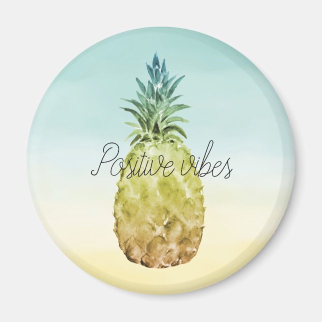 Tropiskt ananas Gult Mint Ombre personlig Magnet (Framsidan)