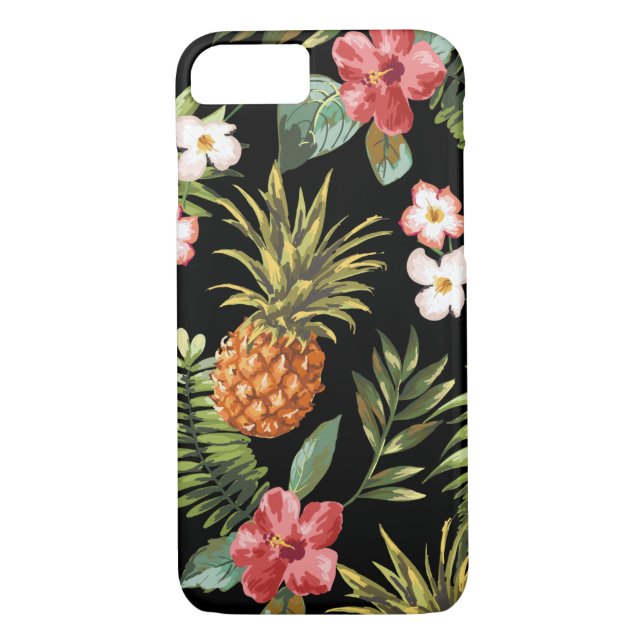 Tropiskt ananas Hibiscus Blommor i telefonskydd Case-Mate iPhone Skal (Baksida)