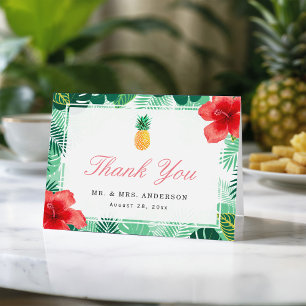 Tropiskt ananas Hibiscus Löv Tack Kort