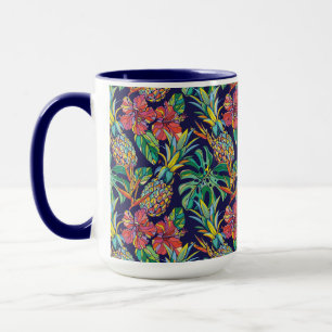 Tropiskt ananas Hibiscus Mönster Mugg