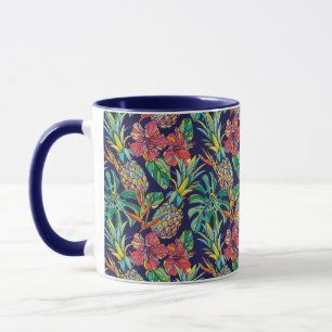 Tropiskt ananas Hibiscus Mönster Mugg