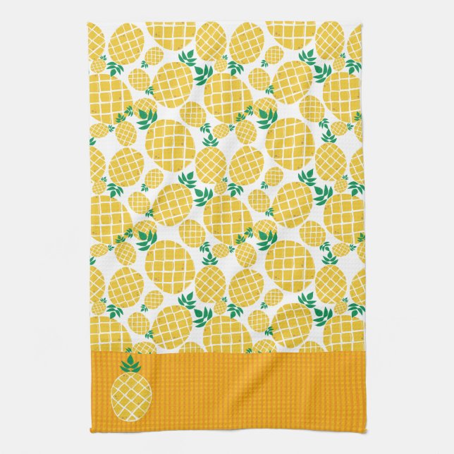 Tropiskt ananas Illustration Mönster Kökshandduk (Vertikal)