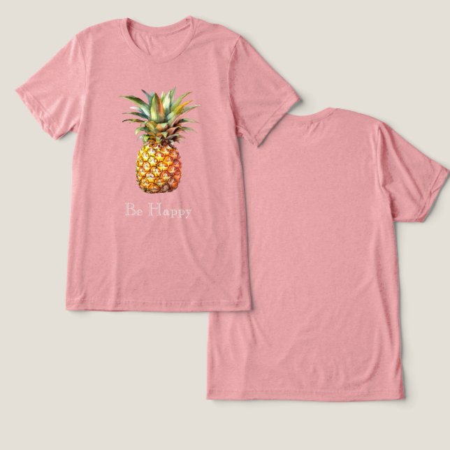 Tropiskt ananas lycklig t shirt (Design fram och bak)