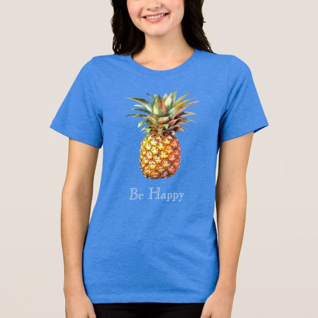 Tropiskt ananas lycklig t shirt (Framsida)
