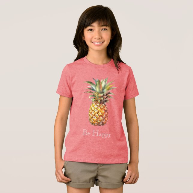 Tropiskt ananas lycklig t shirt (Framsida Full)