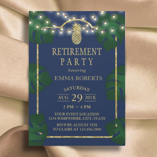 Tropiskt ananas marin och Guld Luau Pension Inbjudningar (Skapare uppladdad)