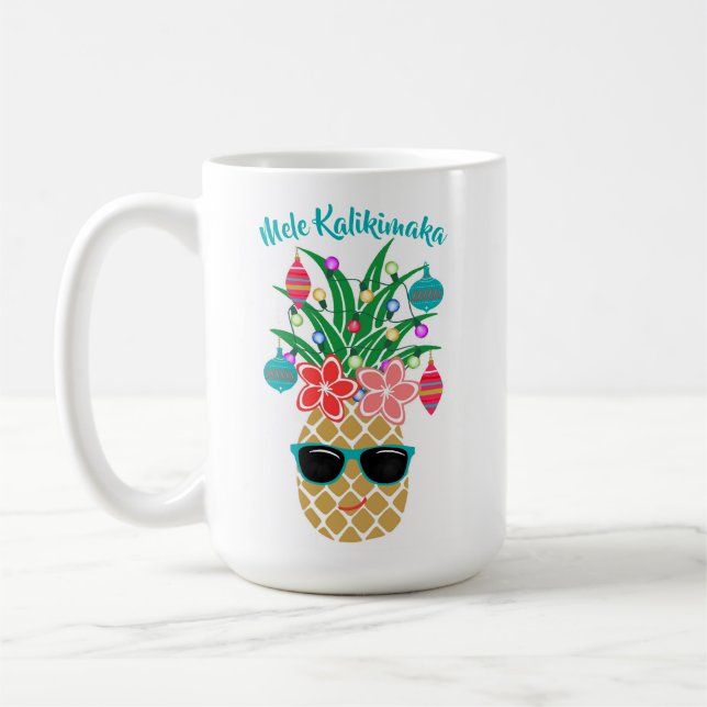 Tropiskt ananas Mele Kalikimaka jul Kaffemugg (Vänster)