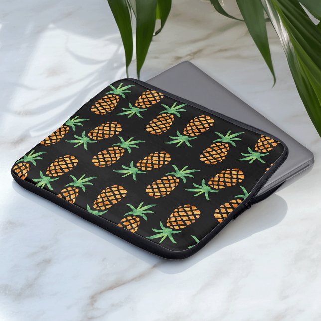 Tropiskt ananas Mönster Black Laptop Sleeve (Skapare uppladdad)