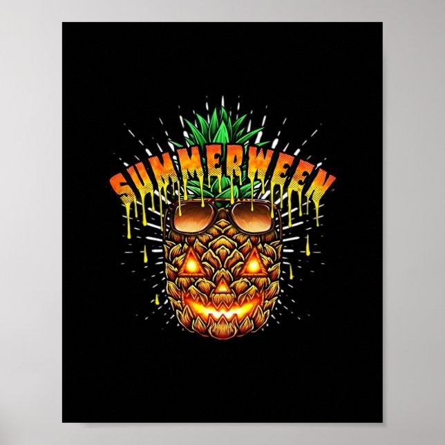 Tropiskt ananas monster Halloween Classic Poster (Framsidan)