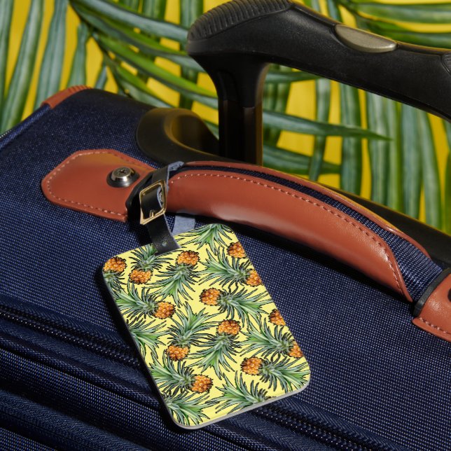Tropiskt ananas Mönster på Gulten Bagagebricka (Framsida Insitu 1)
