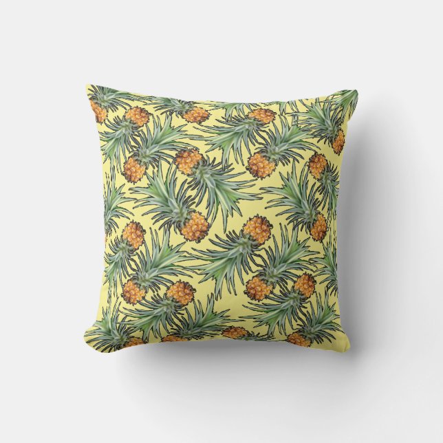 Tropiskt ananas Mönster på Gulten Kudde (Framsida)