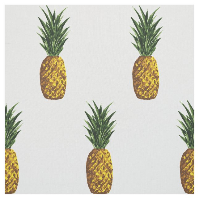 Tropiskt ananas Mönster White Tyg (Provkarta)