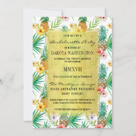 Tropiskt ananas- och Hibiscus Bachelorette-parti Inbjudningar