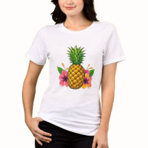 Tropiskt ananas och Hibiscus T-Shirt