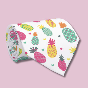 Tropiskt ananas- och hjärtmönster slips