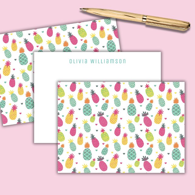 Tropiskt ananas Personlig Anteckningskort (Personalized pineapple notecards)