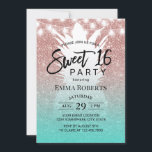 Tropiskt ananas Ro Guld Aqua Teal Sweet 16 Inbjudningar<br><div class="desc">Söta 16 inbjudningar till Tropiska ananas Modern Ro Guld och Aqua Teal Glitter.</div>